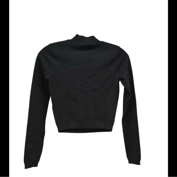 Fleur Du Mal Black Rose / Dagger Cropped Women's Knit Top Size M - Picture 3 of 7